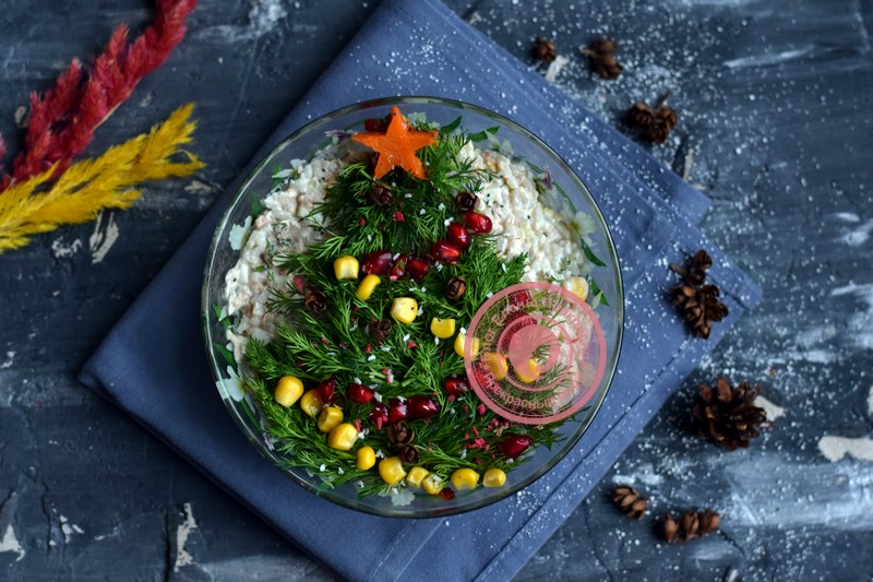 салат с тунцом, кукурузой и рисом рецепт на праздничный стол
