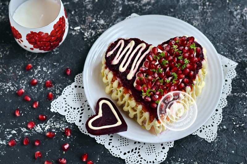 салат гранатовое сердце рецепт на праздничный стол ко Дню святого Валентина