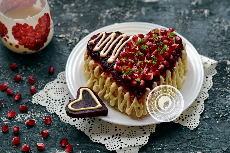 салат гранатовое сердце рецепт на праздничный стол ко Дню святого Валентина